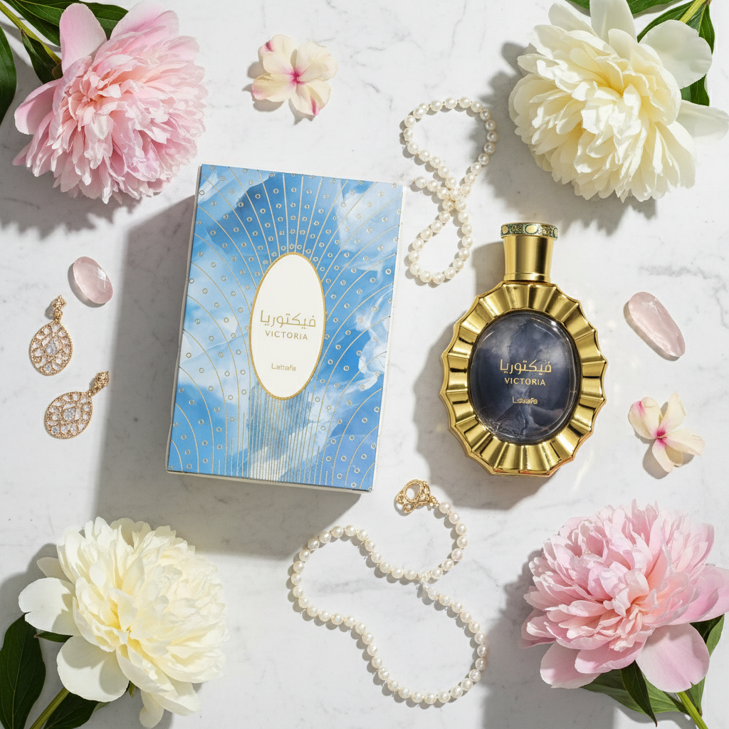 Victoria Perfume Flat Lay