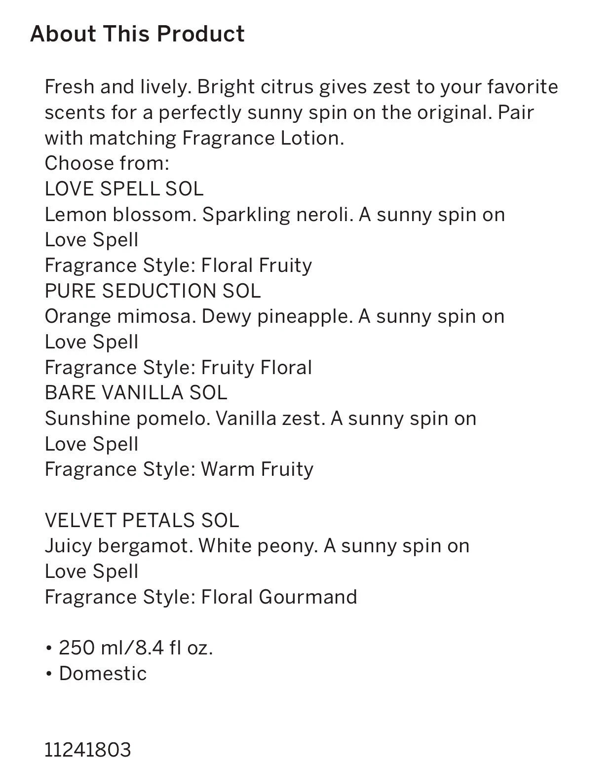 Victoria's Secret Love Spell SOL Fragrance Mist - 8.4 fl oz