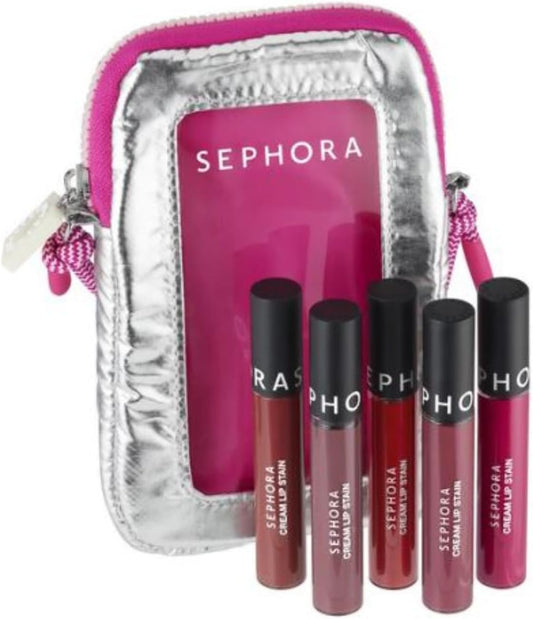 SEPHORA Favorites Limited Edition Moving Lights 5 Cream Lip Stain Set with Exclusive Silver Pouch