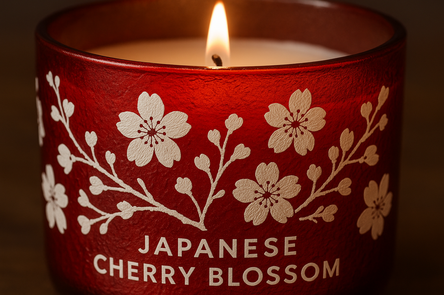 Japanese Cherry Blossom Candle - Close-up Detail