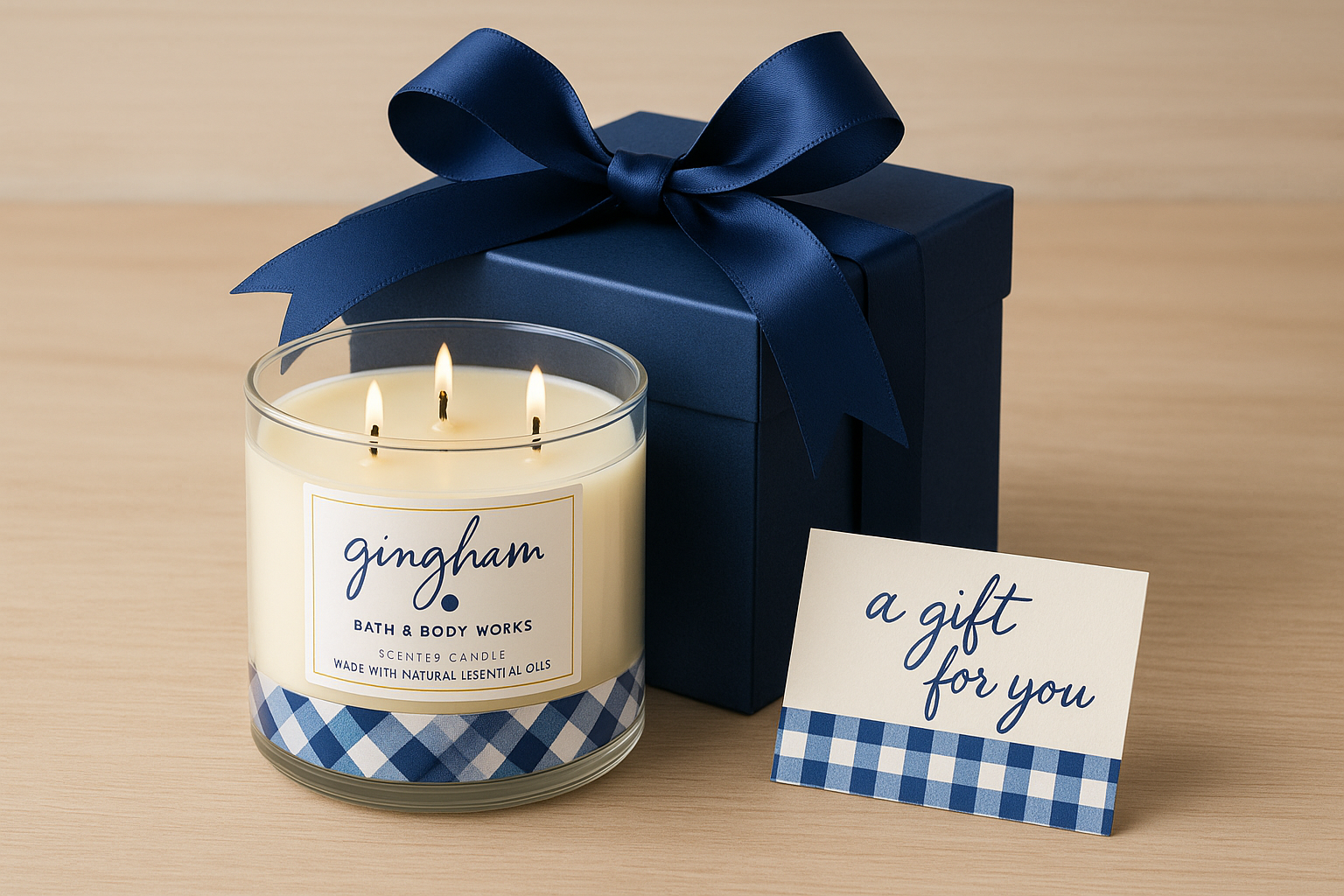 Gingham Candle Gift