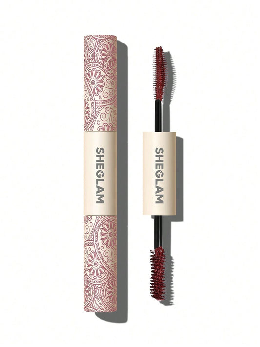 SHEGLAM All-In-One Volume & Length Mascara-Waterproof Burgundy Waterproof Colorful Double Head Brush