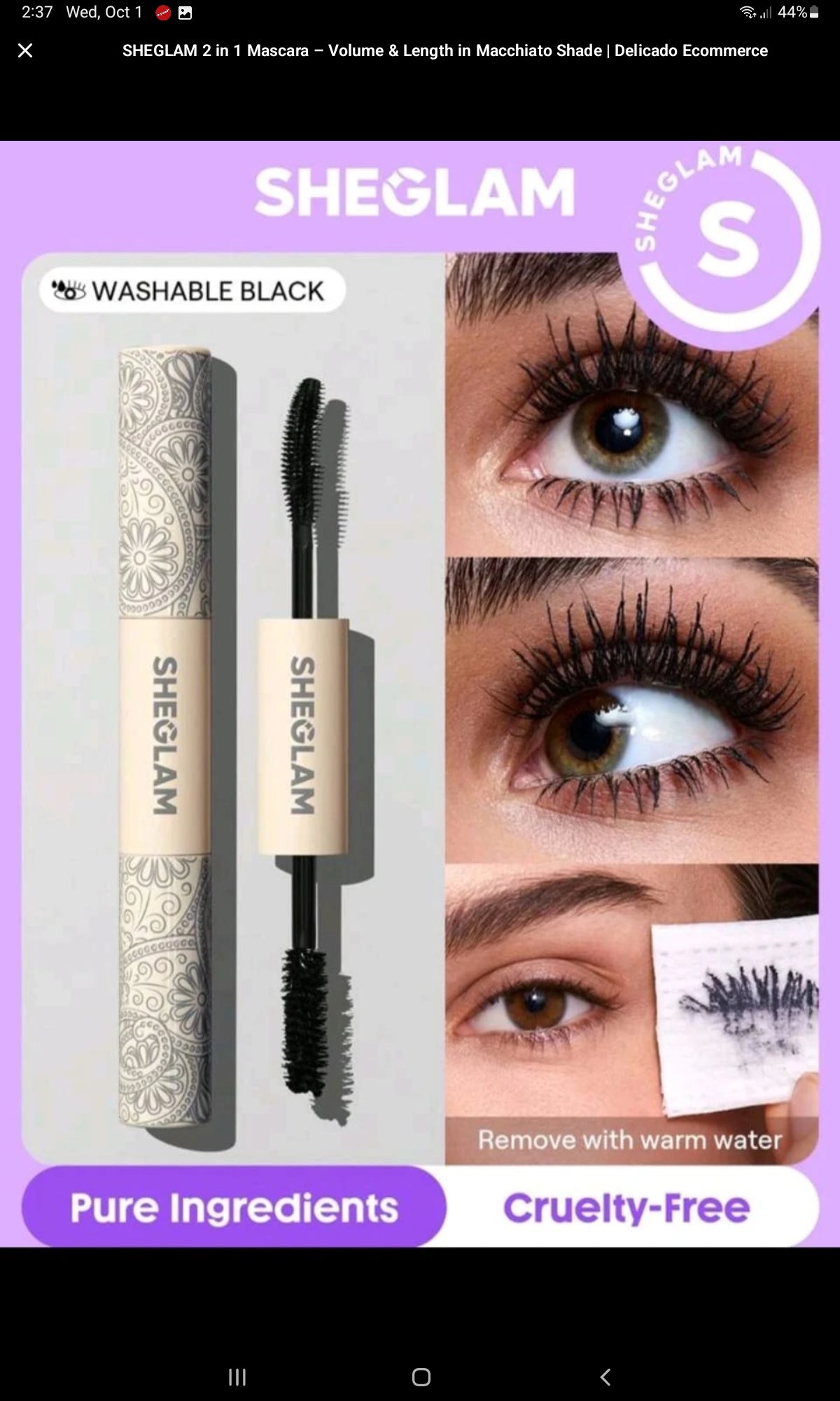 SHGLAM-Washable 2 In 1 Double Head Brush-BlackMascara